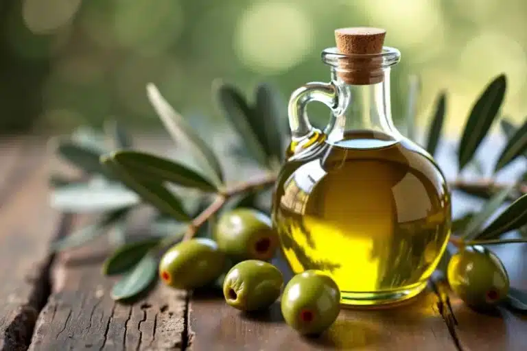 Extra virgin olive oil with olives